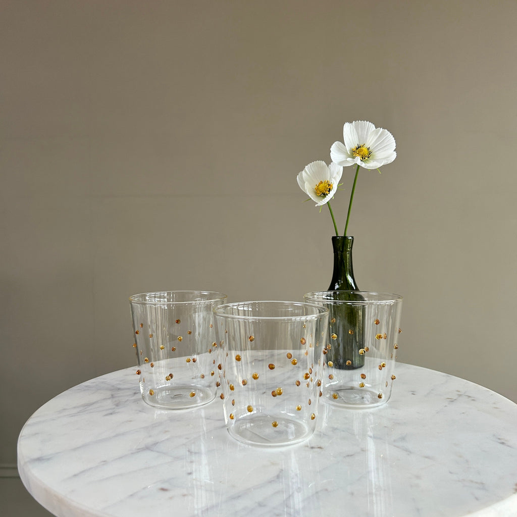 Amber Drinking Glass | Dots