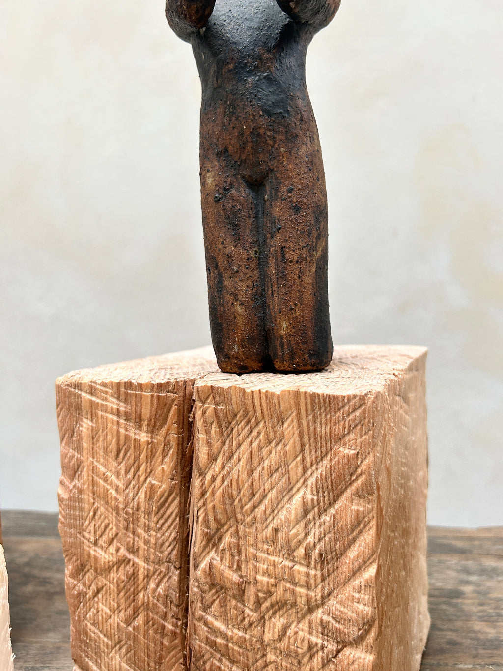Oak cube display plinths