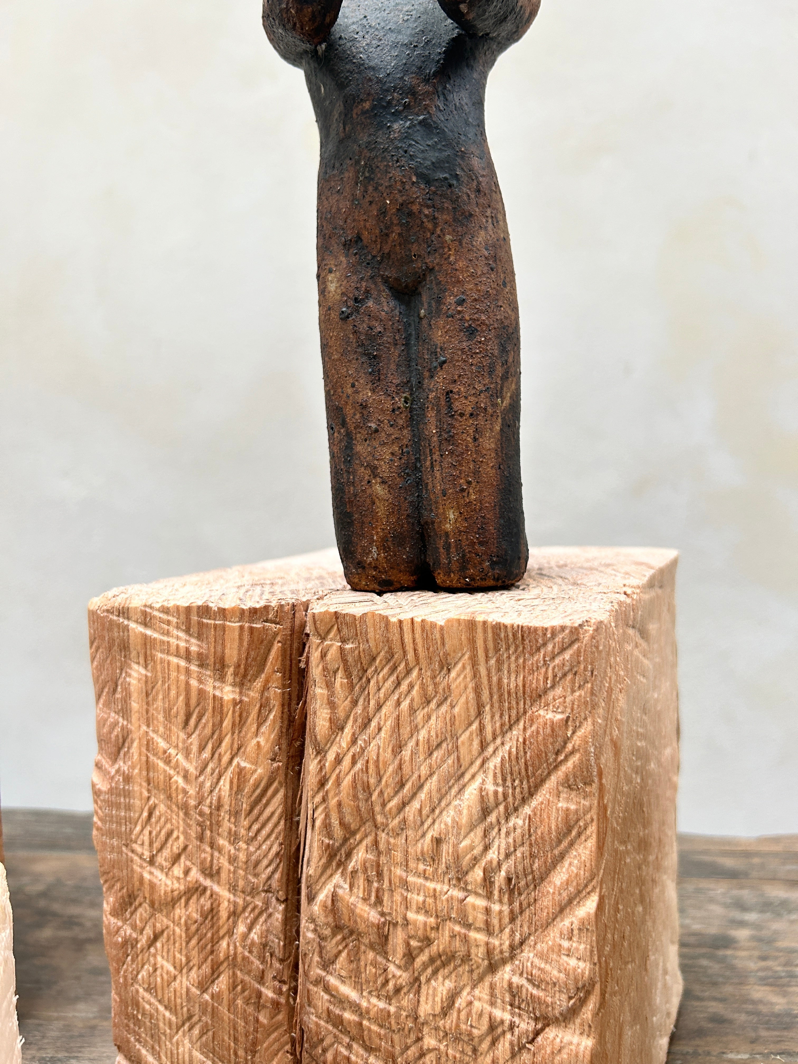 Oak cube display plinths
