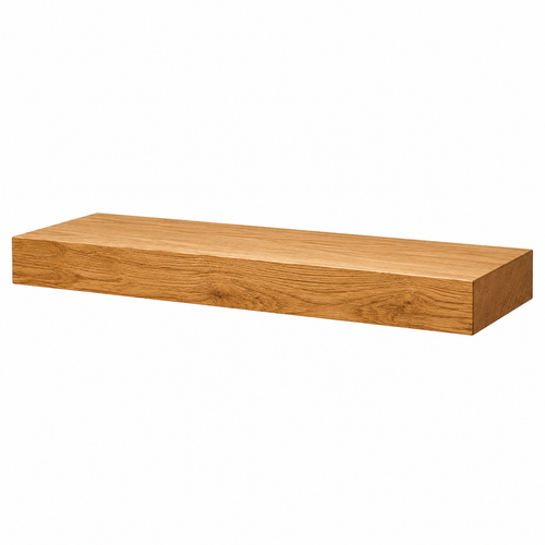 Wooden shelf on a white background