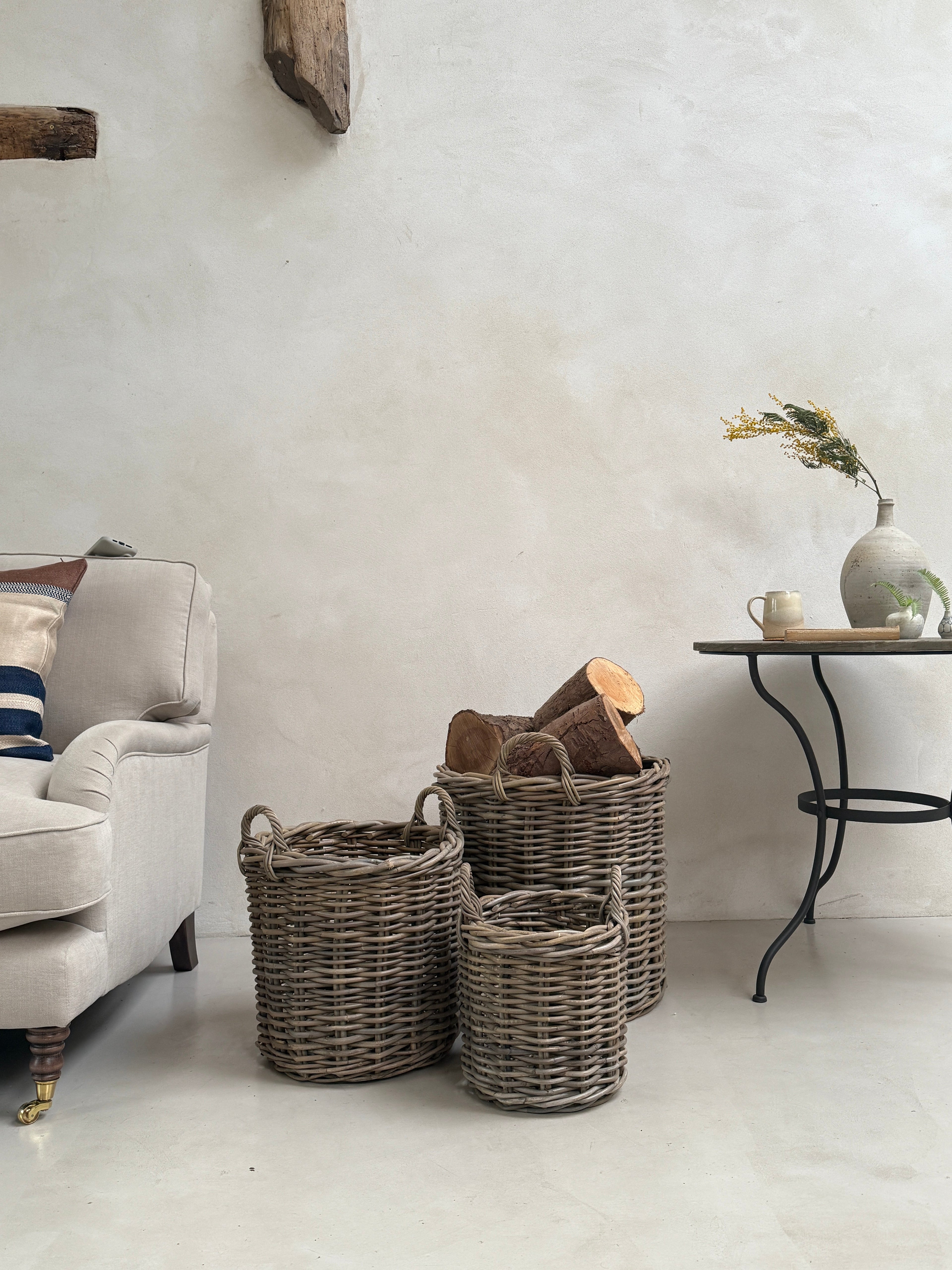 Round Log Baskets