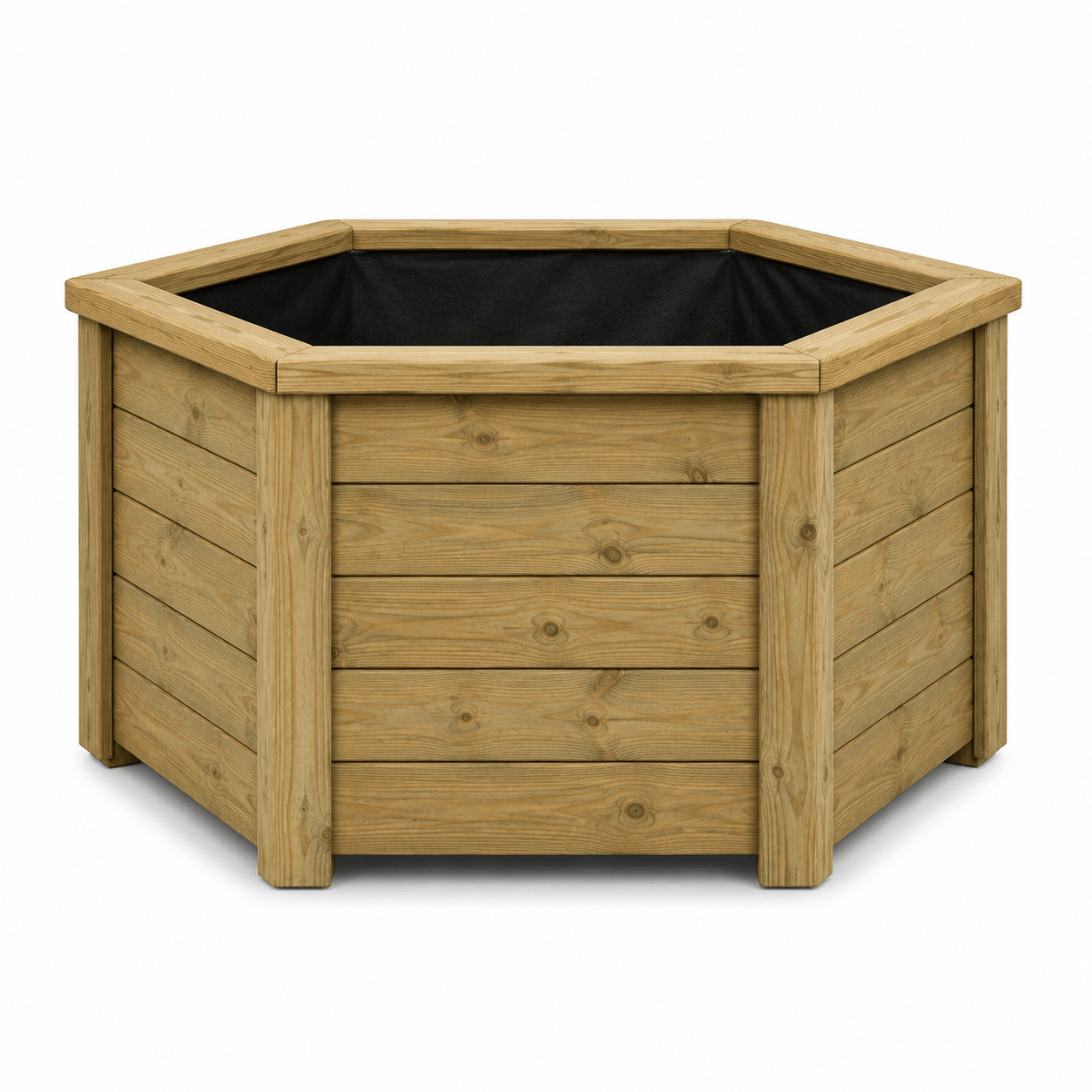 Simply Wood Hexagonal Wooden Garden Planter 60cm - Pressure-Treated Solid Timber Raised Bed, Natural
