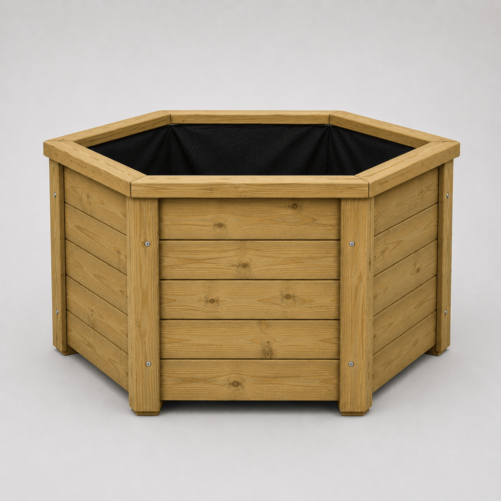 Simply Wood Hexagonal Wooden Garden Planter 60cm - Pressure-Treated Solid Timber Raised Bed, Natural