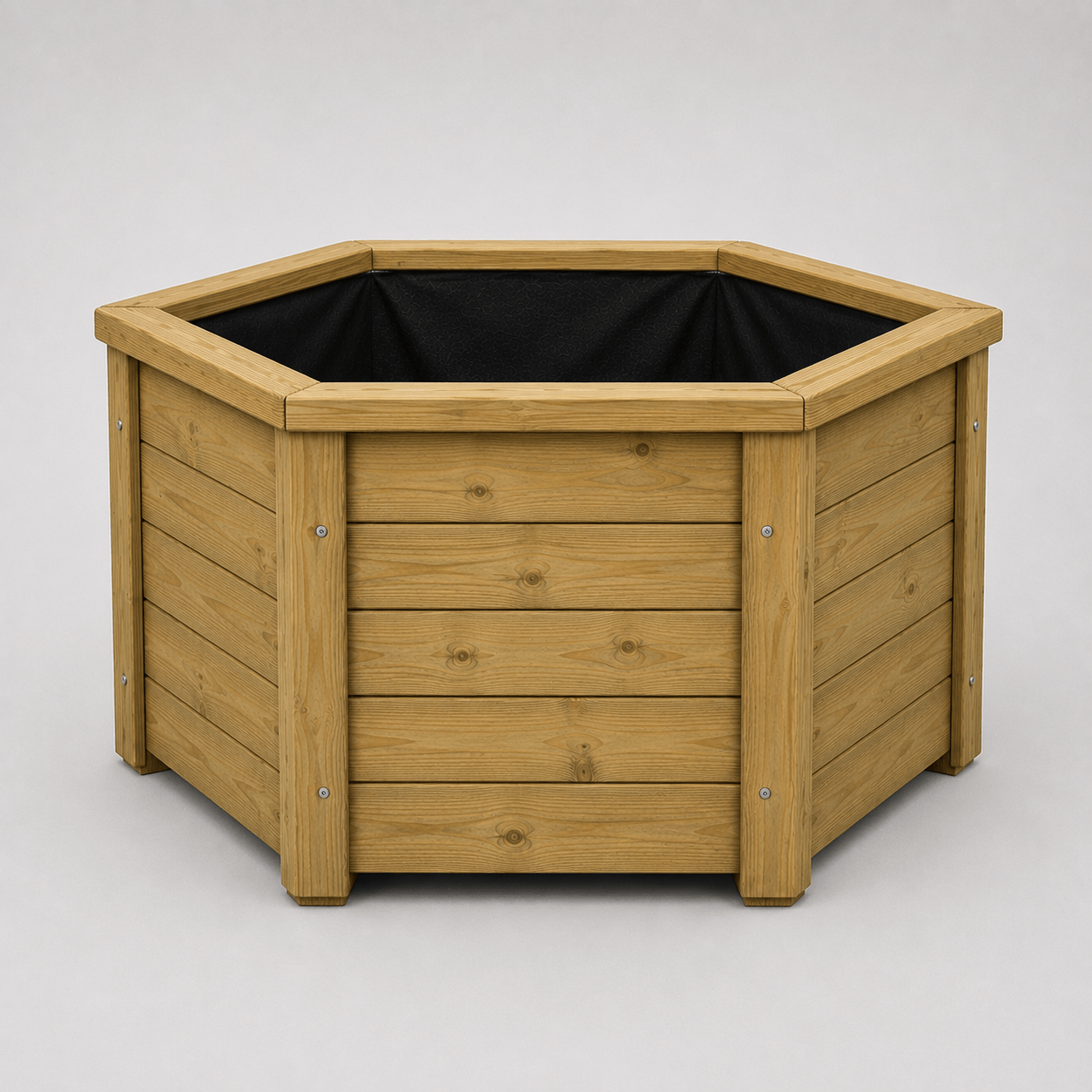Simply Wood Hexagonal Wooden Garden Planter 60cm - Pressure-Treated Solid Timber Raised Bed, Natural