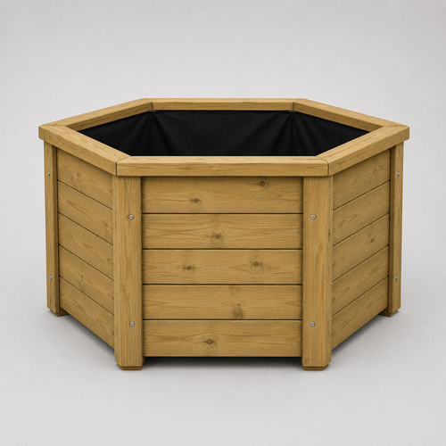 Simply Wood Hexagonal Wooden Garden Planter 60cm - Pressure-Treated Solid Timber Raised Bed, Natural