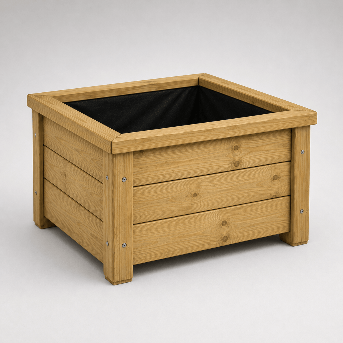 Simply Wood square garden planter box, 50cm, pressure-treated solid timber in a natural finish – view 1