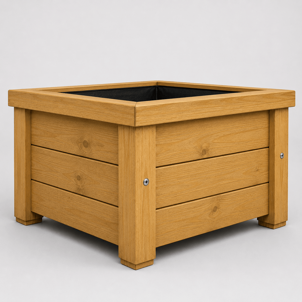 Simply Wood square garden planter box, 50cm, pressure-treated solid timber in a natural finish – view 2