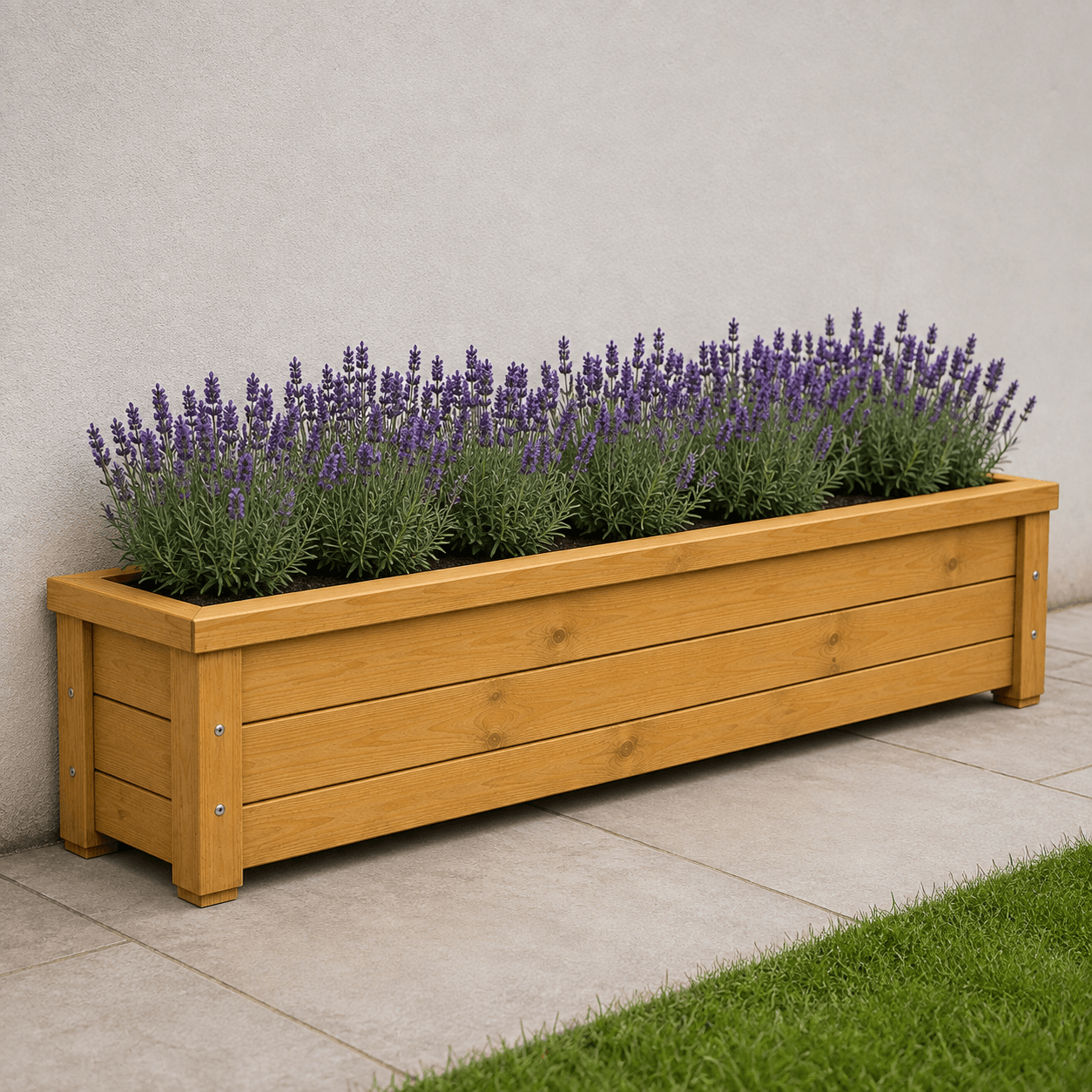 Simply Wood Rectangular Wooden Trough Planter 100cm - Pressure-Treated Solid Timber Garden Trough, Natural