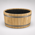 Simply Wood Round Wooden Garden Planter 40cm - Pressure-Treated Solid Timber Barrel Planter, Natural