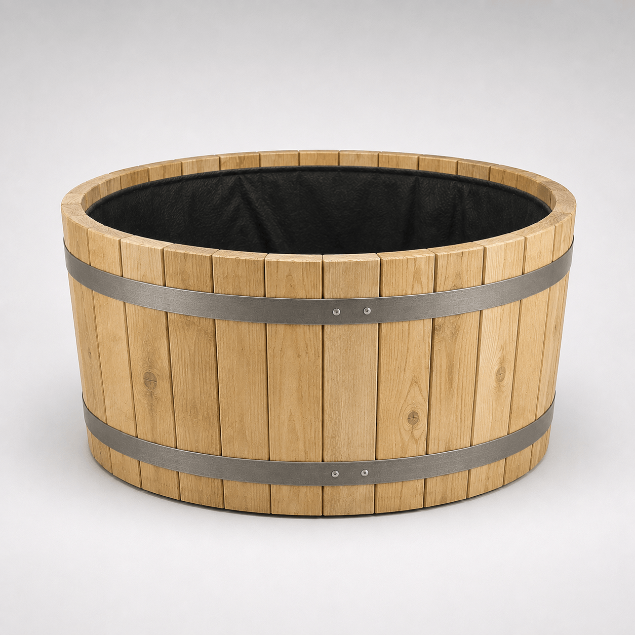 Simply Wood Round Wooden Garden Planter 40cm - Pressure-Treated Solid Timber Barrel Planter, Natural