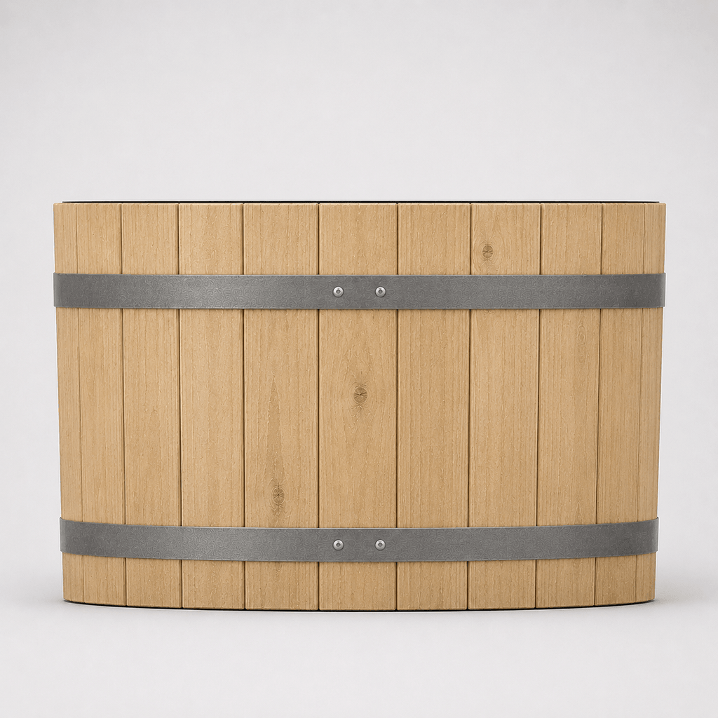 Simply Wood Round Wooden Garden Planter 40cm - Pressure-Treated Solid Timber Barrel Planter, Natural