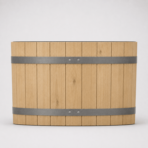 Simply Wood Round Wooden Garden Planter 40cm - Pressure-Treated Solid Timber Barrel Planter, Natural