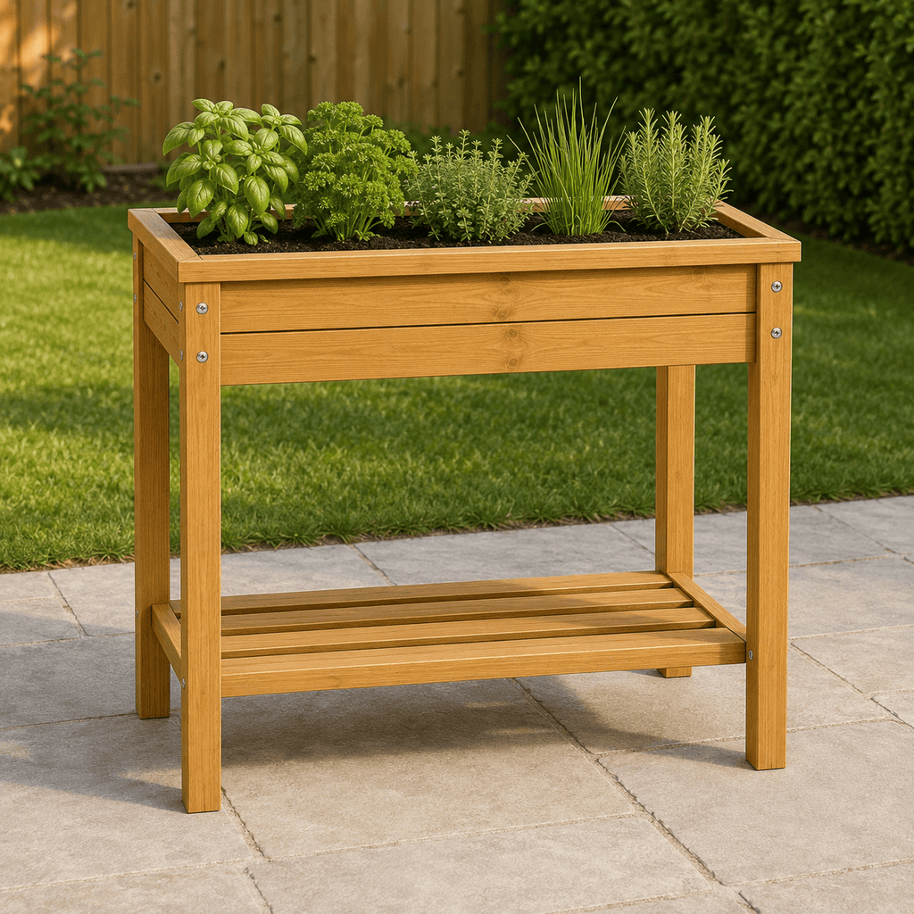 Simply Wood Wooden Herb Planter Table 80cm - Pressure-Treated Solid Timber Raised Standing Planter