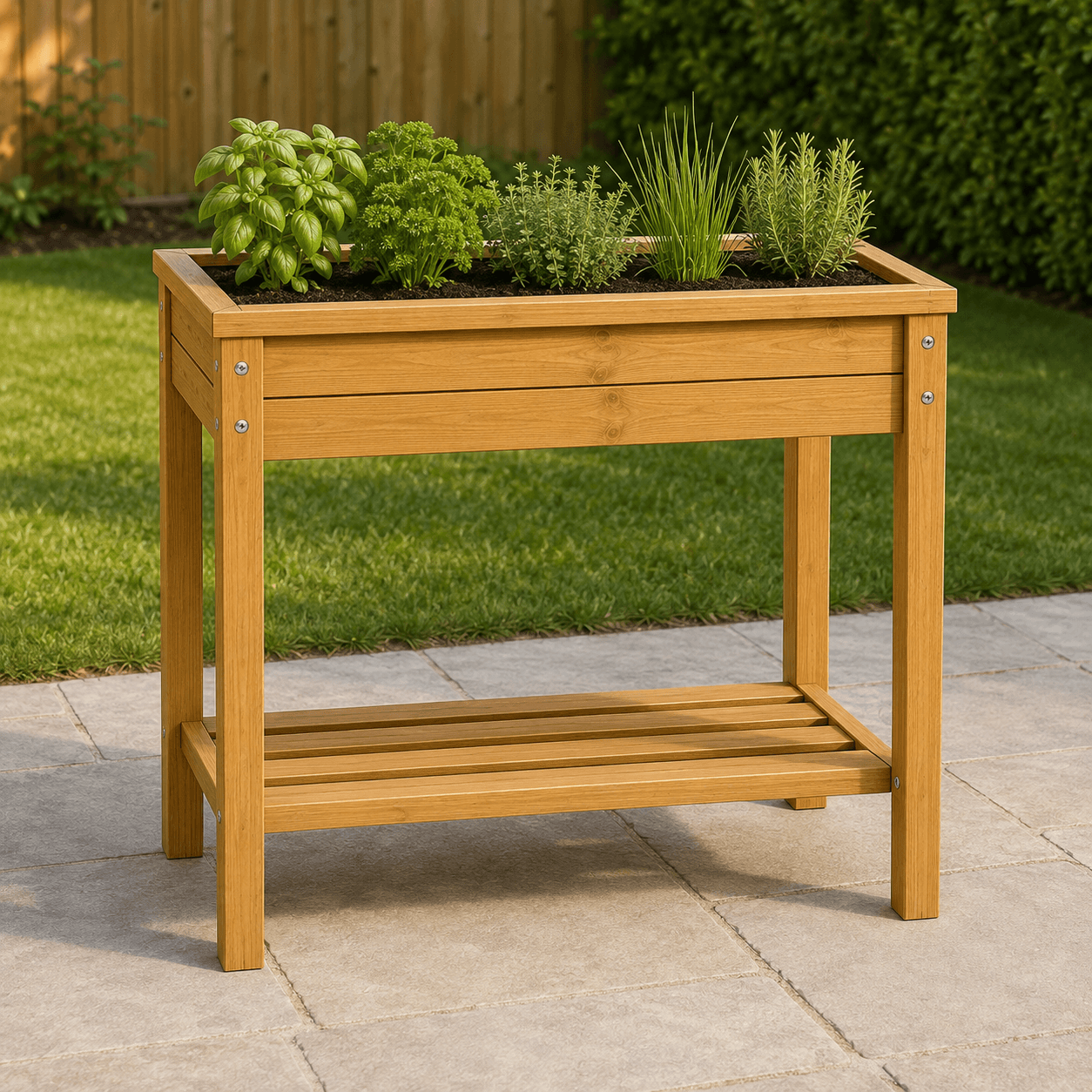 Simply Wood Wooden Herb Planter Table 80cm - Pressure-Treated Solid Timber Raised Standing Planter