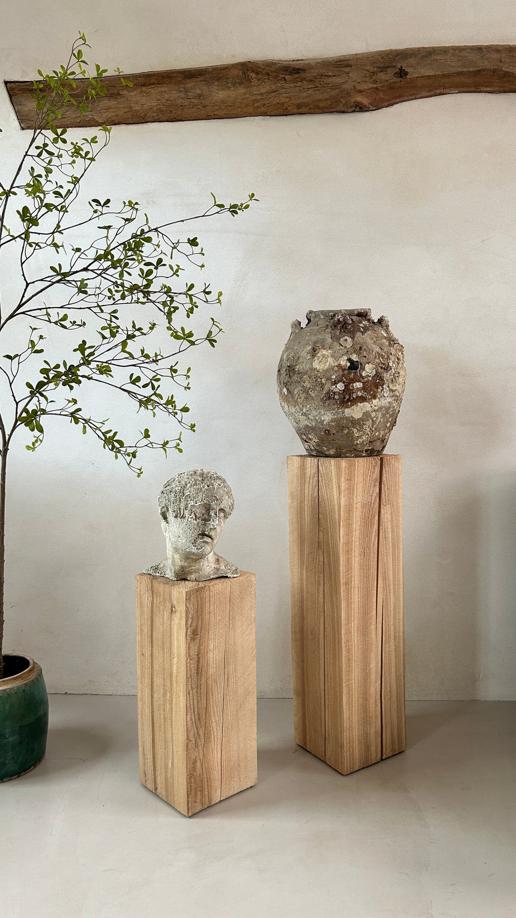 Wooden oak plinths