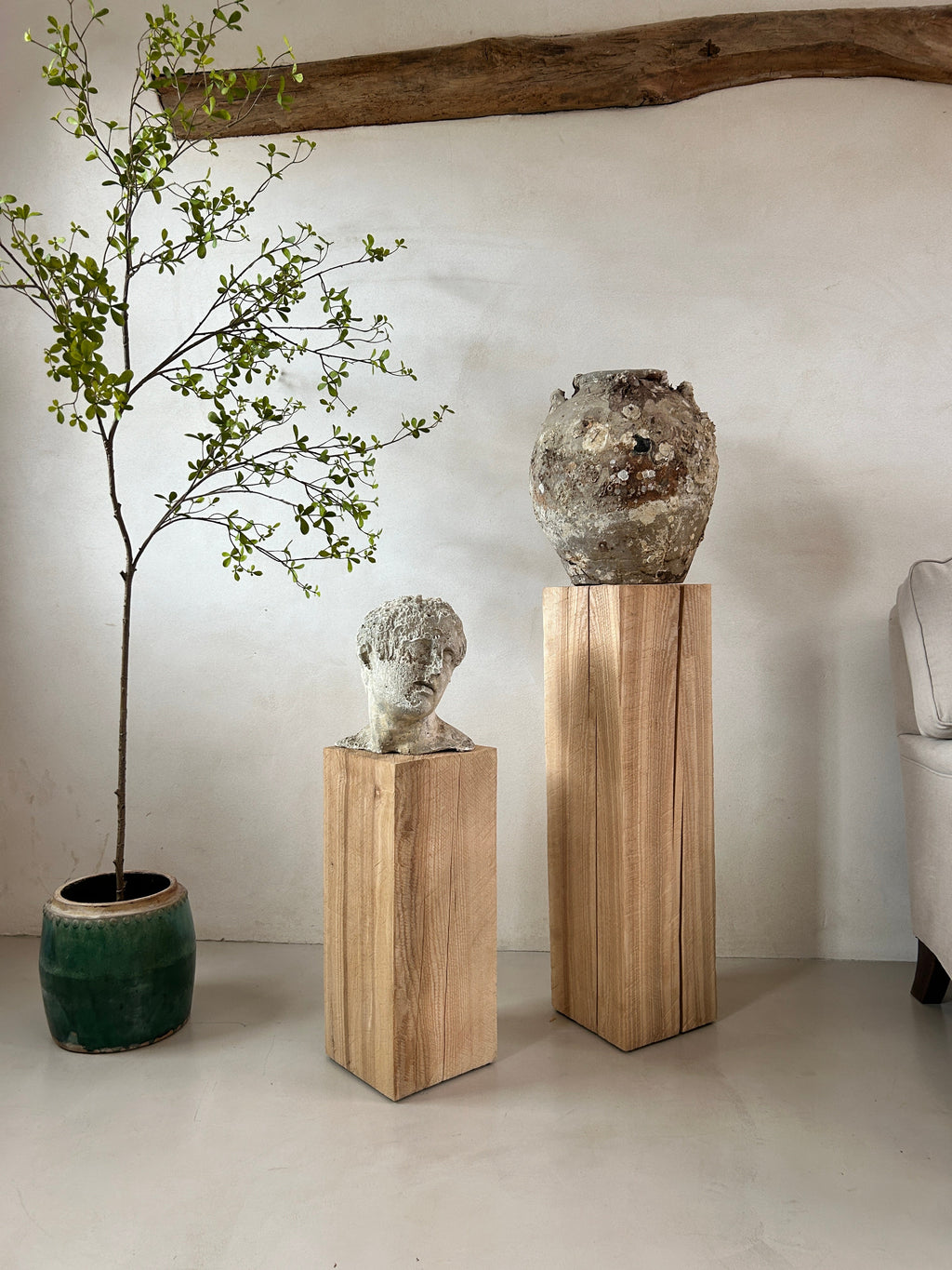 Wooden oak plinths