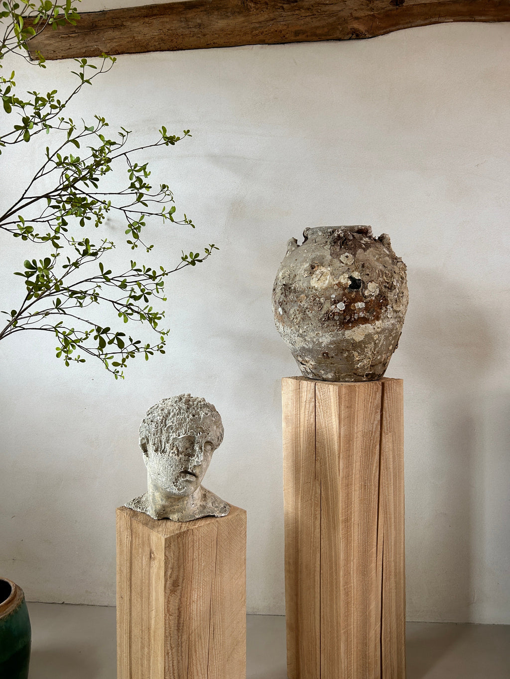 Wooden oak plinths